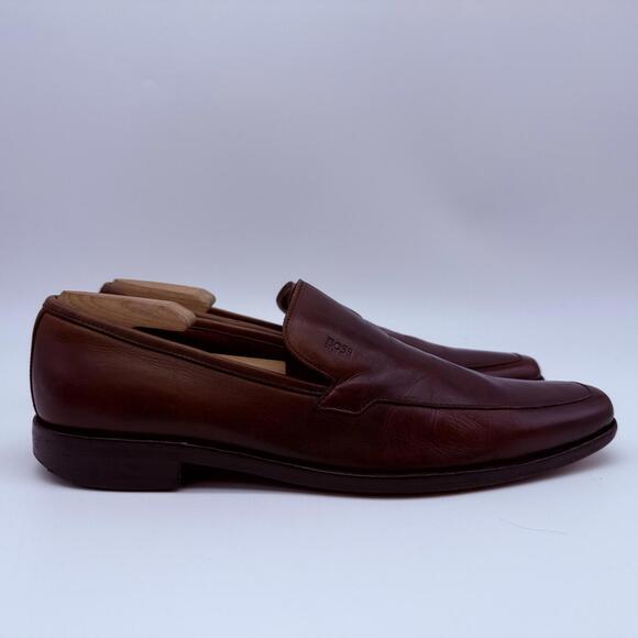Hugo Boss Other - Hugo Boss Mens Brown Leather Loafers Dress Shoes Size 9.5